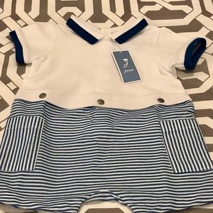 NWT Jacadi Blue and White Romper Size 3 Months